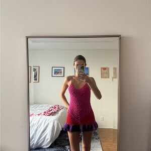 Pink and Purple Knit Crochet Dress